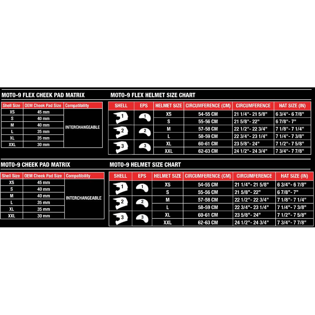 Bell Moto 9 Size Chart