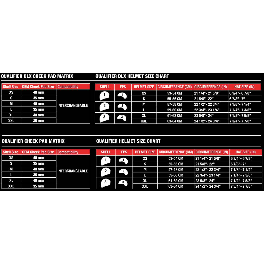 Bell Qualifier Dlx Size Chart