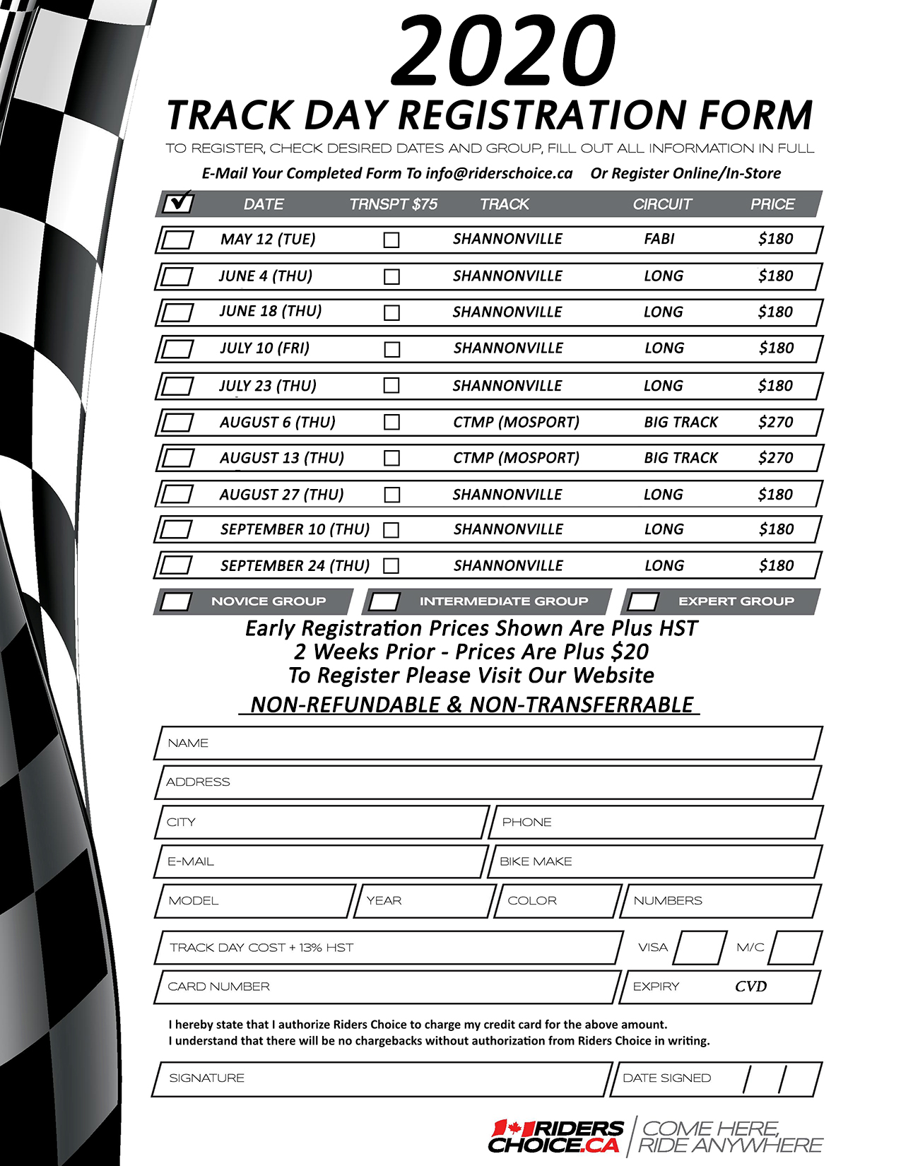 Track Day Riders Choice Come Here, Ride Anywhere